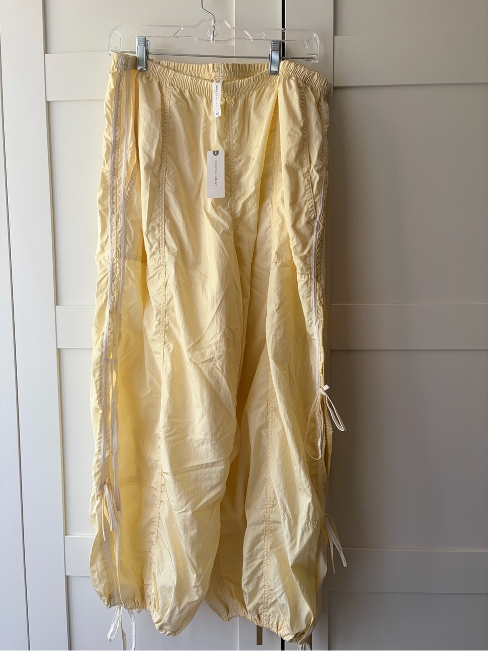Anthropologie Pale Yellow Track Pants